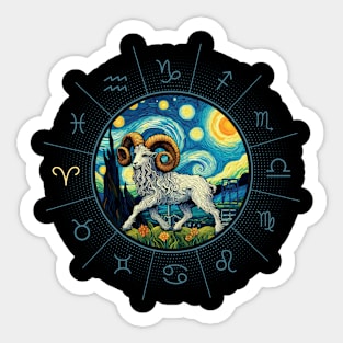 ZODIAC Aries - Astrological ARIRS - ARIRS - ZODIAC sign - Van Gogh style - 6 Sticker